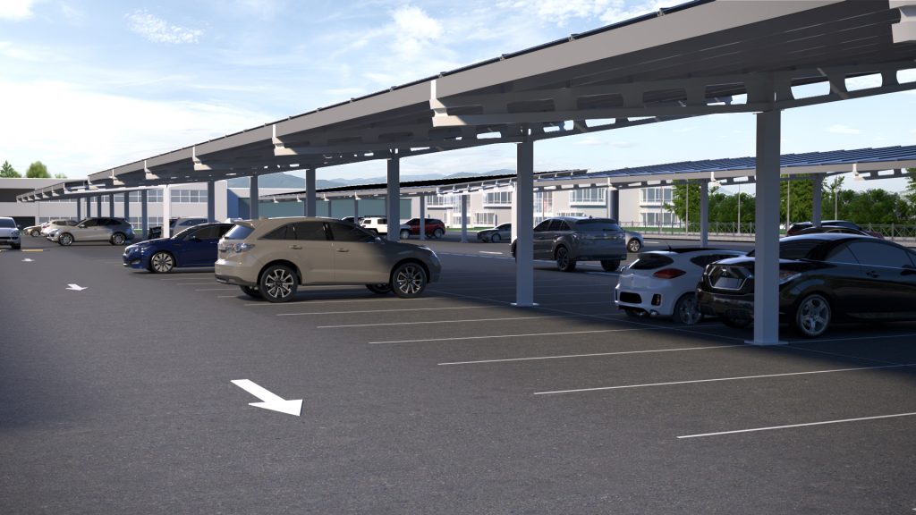 PV Structures Solar Car Park Render
